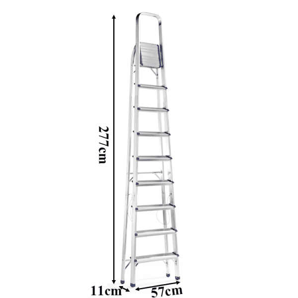 Escabeau Aluminium 9 Marches – 225 cm – Haute Stabilité – Usage Domestique & Professionnel