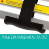 Systeme Rangement Stockage Echelle Telescopique Échelle télescopique repliée avec sangle de maintien et poignée de transport pour rangement facile